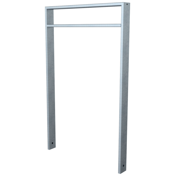Lean-on hoop made of steel tube | Square tube, 80 x 20 mm | with cross bar (small distance) | total width: 750 mm | hot-dip galvanized